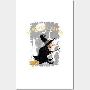 Funny Frequent Flyer Halloween Witch T-Shirt Posters and Art